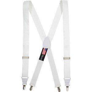 Hold'Em 100% Silk Suspenders for Men Clip End Dress Tuxedo - White Twill